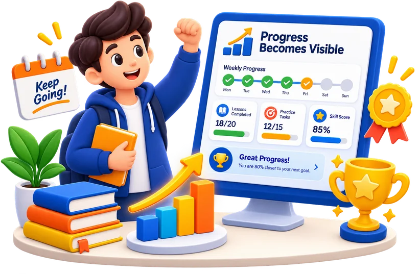 A weekly progress report trending upward