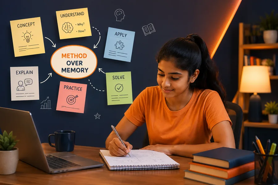 A student working through a concept map